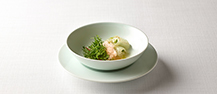 Chilled Turbot, Korean Plum Sauce, Cherry Blossom Ice Flakes