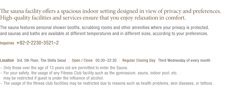info of sauna